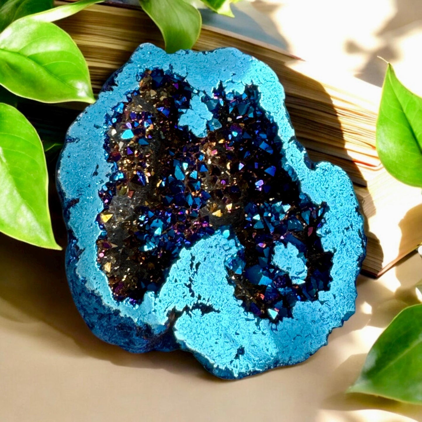 Aura Geode Gift Box: Radiant Rainbow Crystal, Magical Keepsake