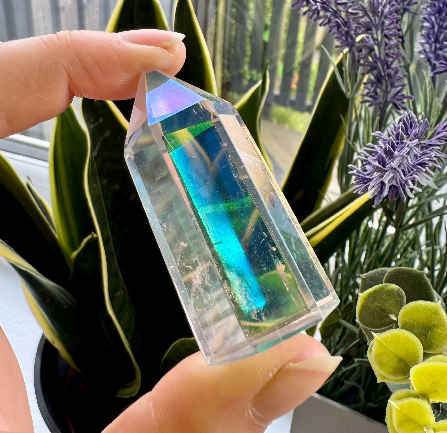 Indigo Aura Quartz Tower: Tanzine Aura Crystal Point, Luna by Louise