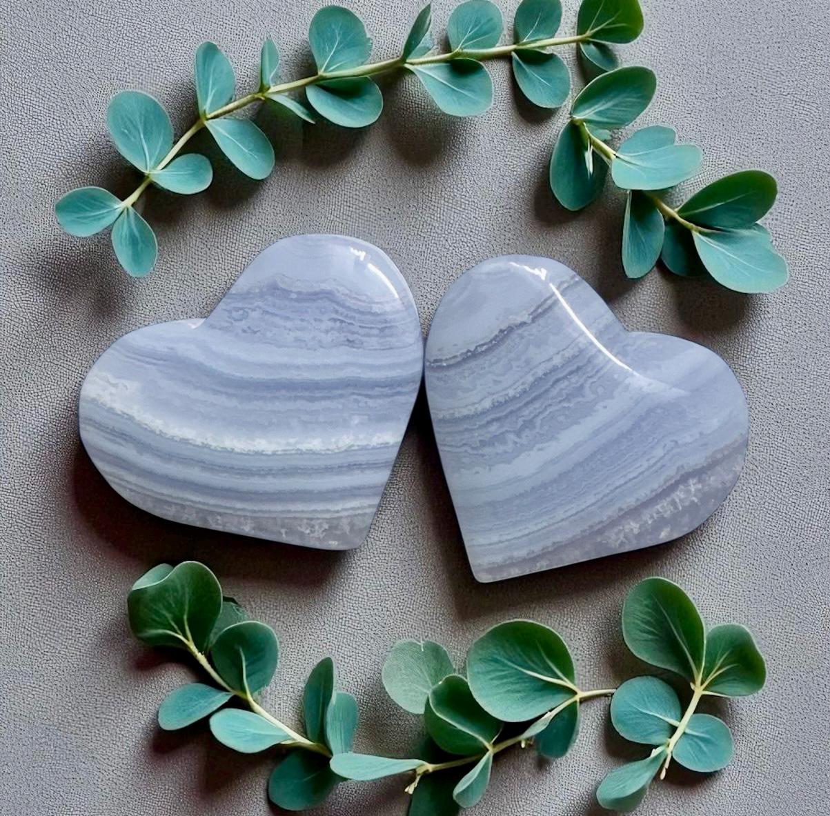 Blue Lace Agate Heart Carving – Calming Energy Stone, Luna by Louise, Crystal Shop UK