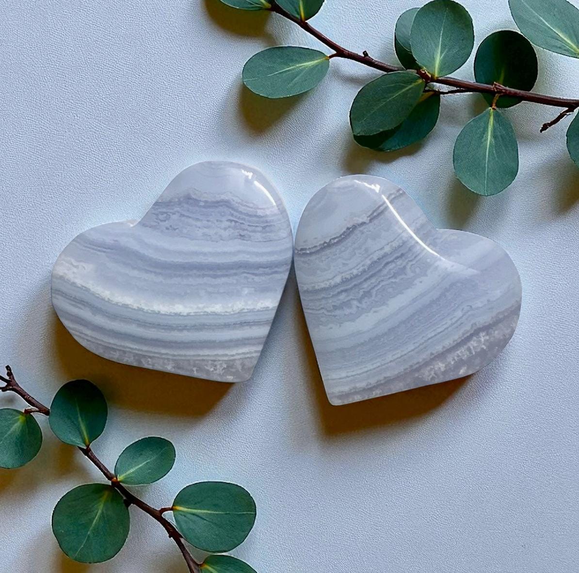 Blue Lace Agate Heart Carving – Calming Energy Stone, Luna by Louise, Crystal Shop UK