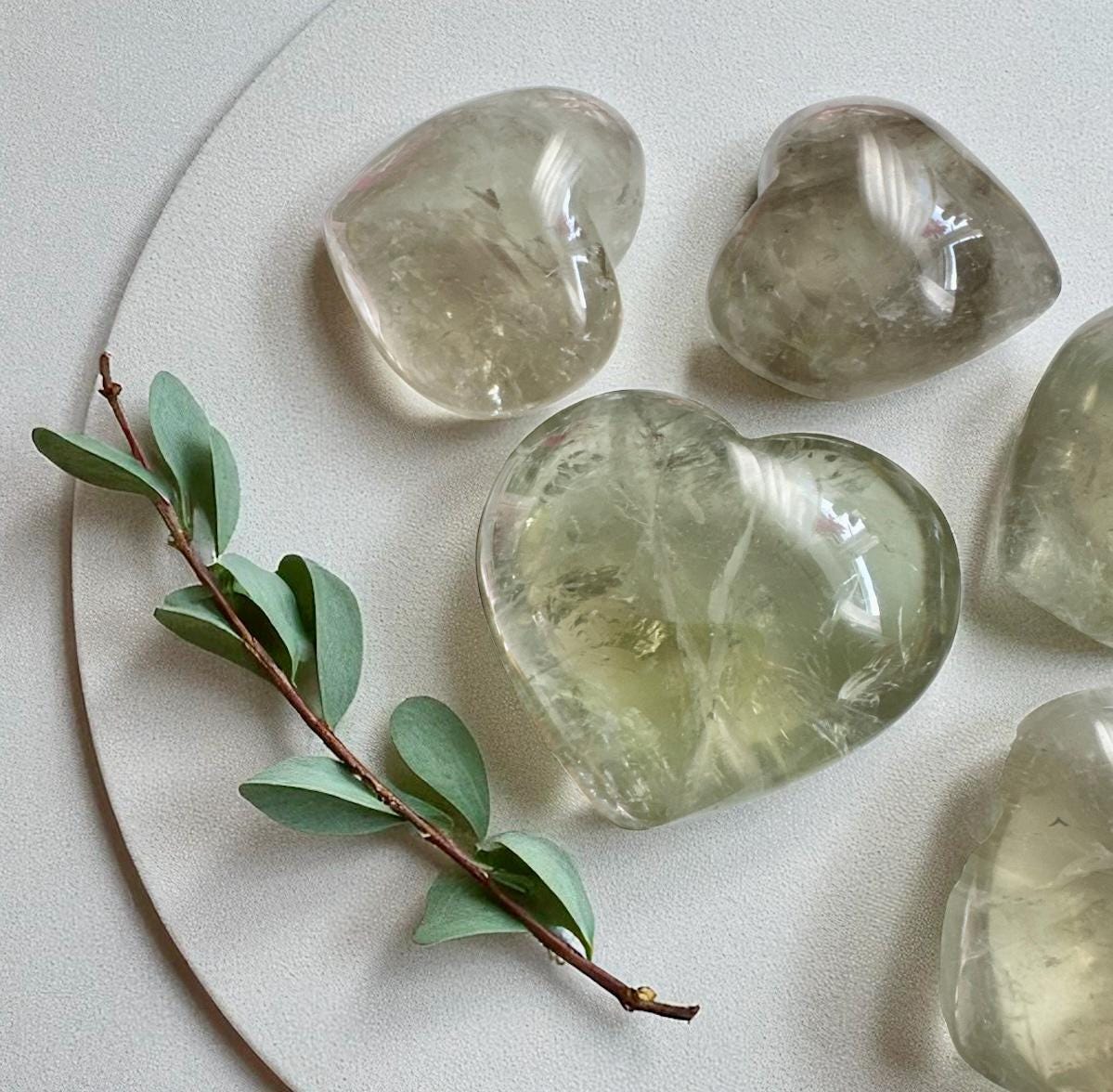 Prasiolite Green Amethyst Heart Carving: Crystal of Love & Healing