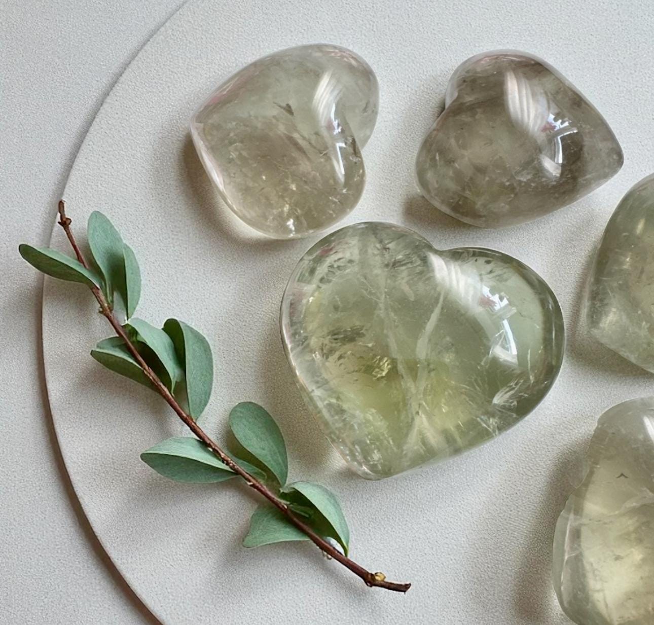 Prasiolite Green Amethyst Heart Carving: Crystal of Love & Healing