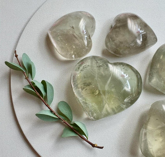 Prasiolite Green Amethyst Heart Carving: Crystal of Love & Healing