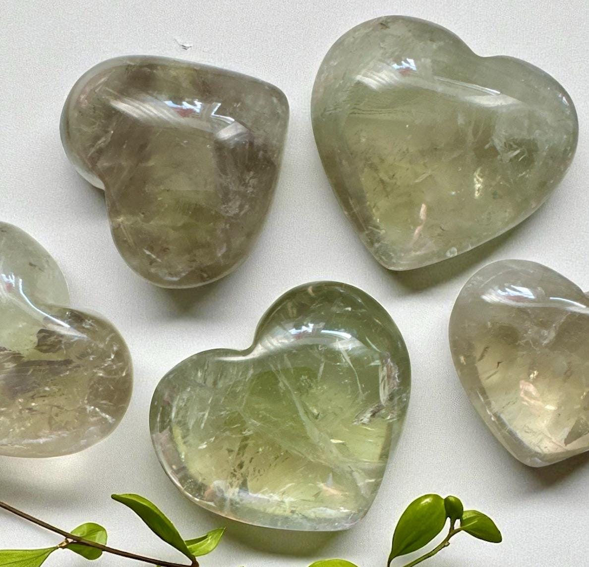 Prasiolite Green Amethyst Heart Carving: Crystal of Love & Healing