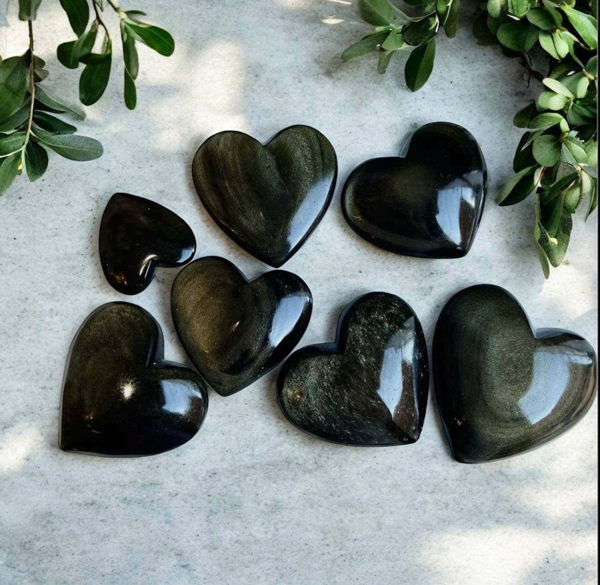 Obsidian Gold Sheen Crystal Heart. Luna by Louise, Crystal Shop UK