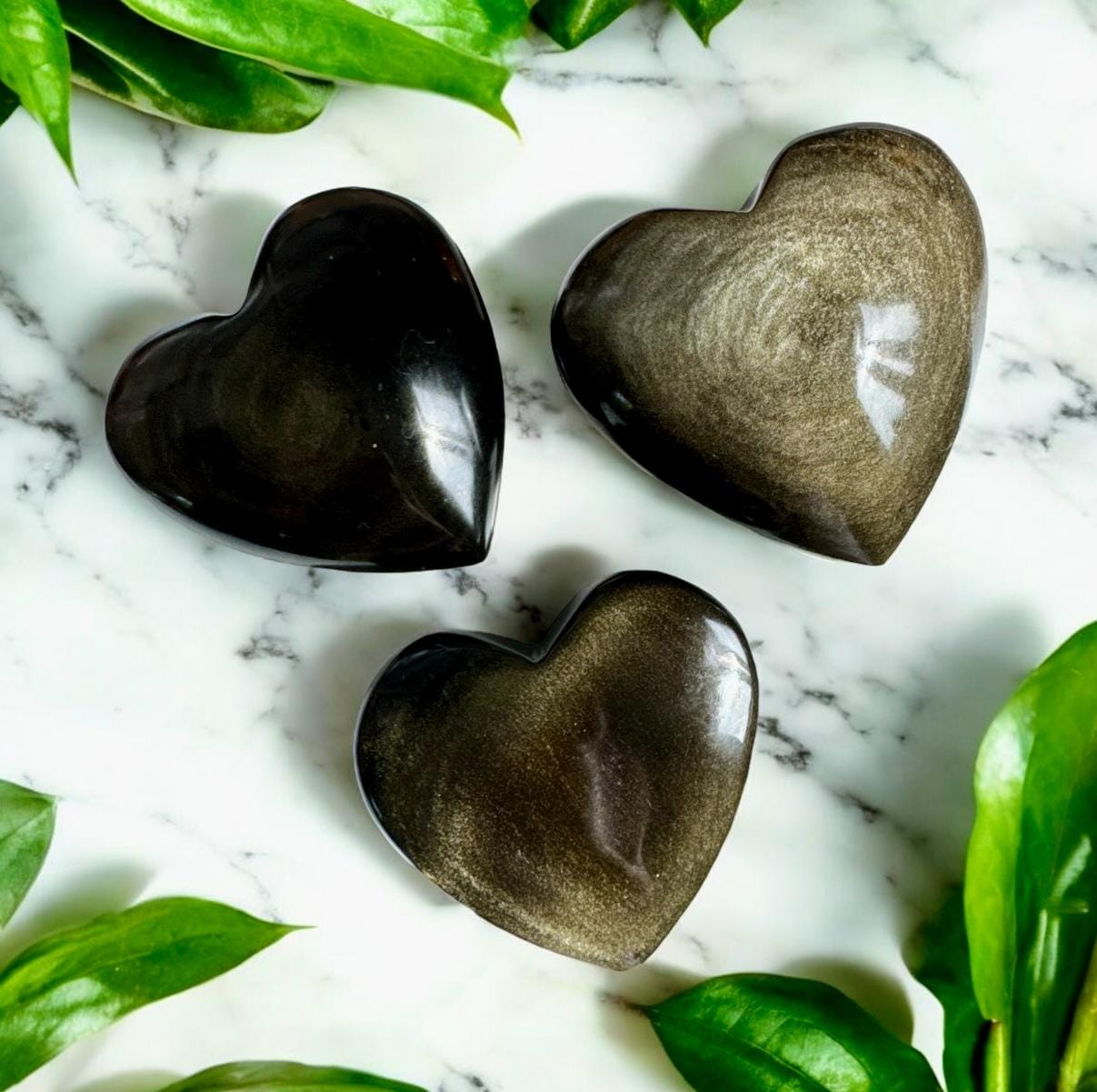 Obsidian Gold Sheen Crystal Heart. Luna by Louise, Crystal Shop UK