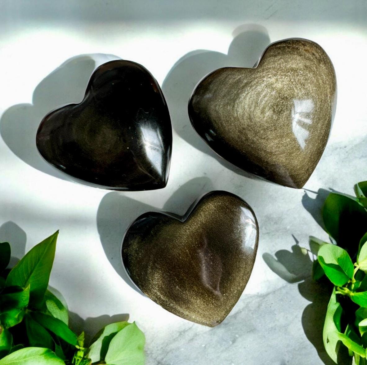 Obsidian Gold Sheen Crystal Heart. Luna by Louise, Crystal Shop UK