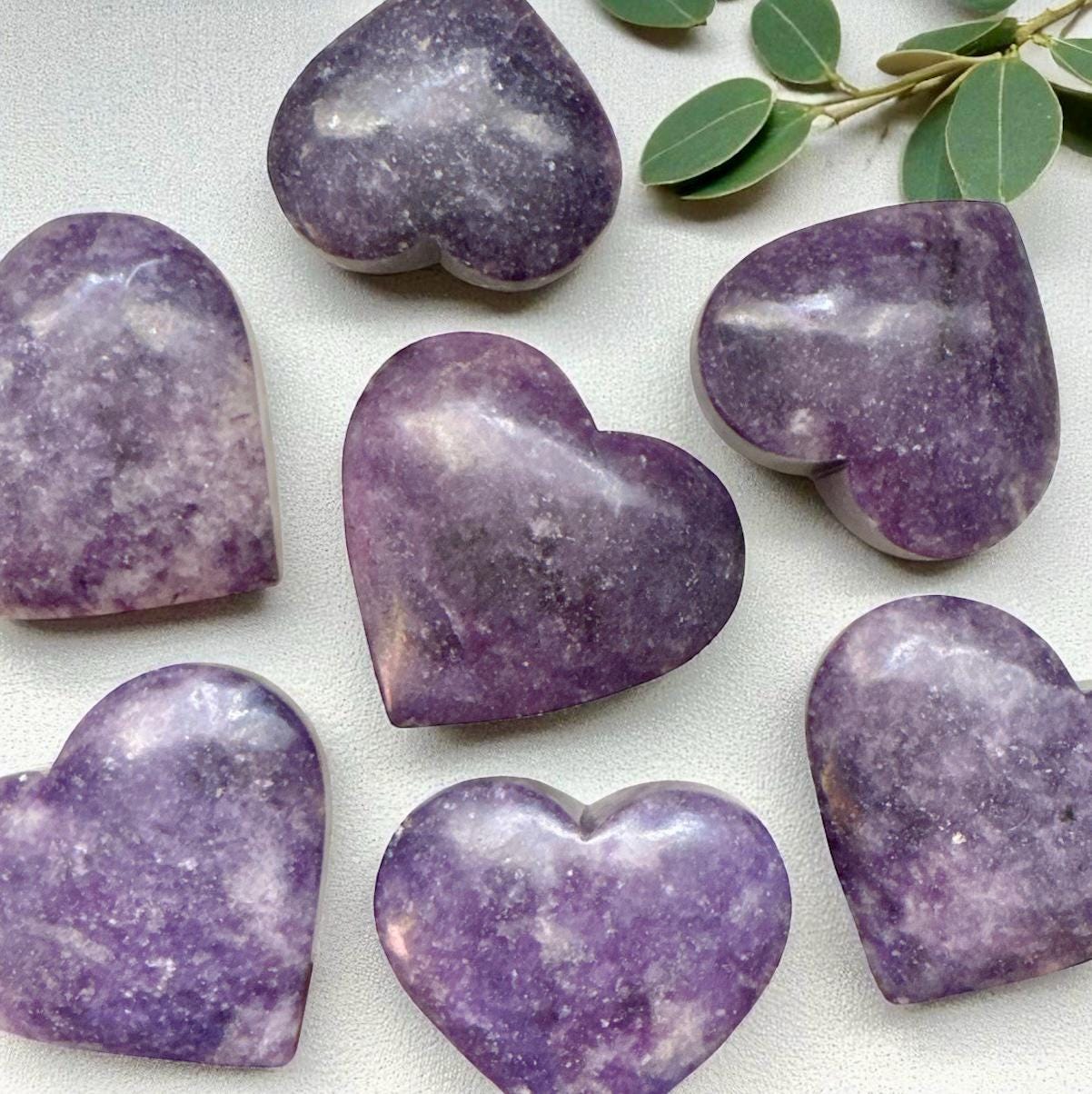 Lepidolite Crystal Heart: Calming Lilac Carving - Luna by Louise