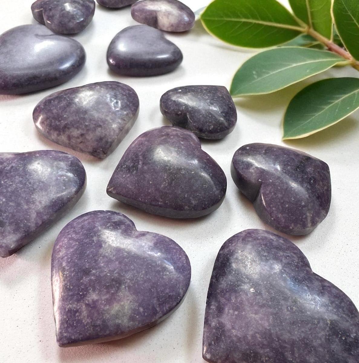 Lepidolite Crystal Heart: Calming Lilac Carving - Luna by Louise