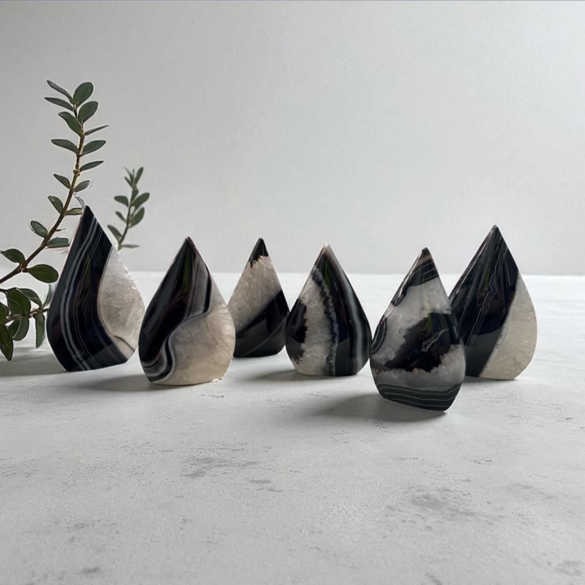 Black Onyx Crystal Flame – Protective Free Form Carving – Luna by Louise, Crystal Shop UK