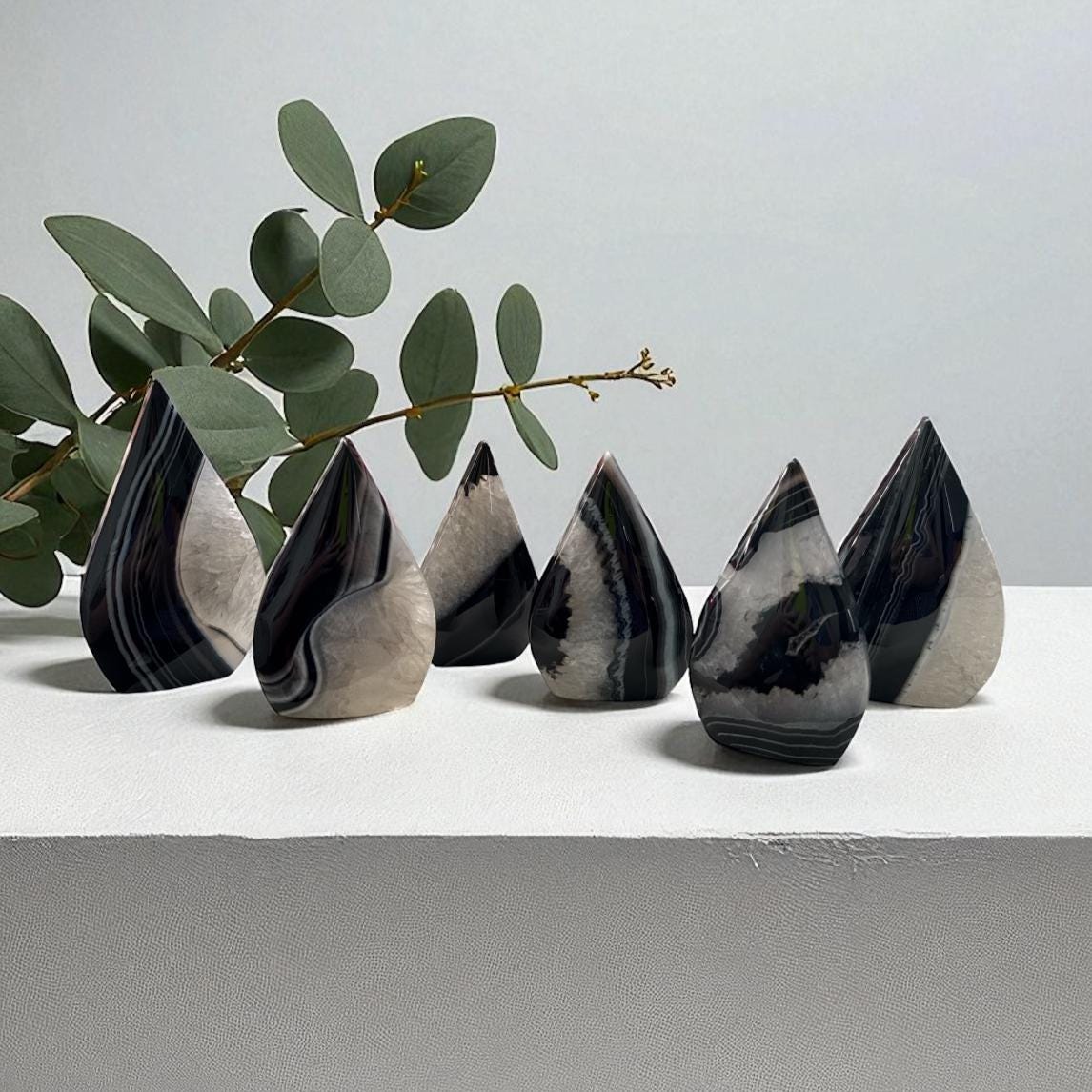 Black Onyx Crystal Flame – Protective Free Form Carving – Luna by Louise, Crystal Shop UK