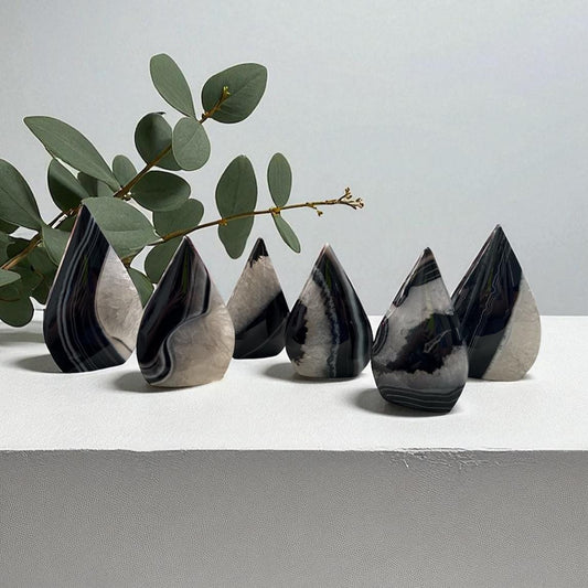 Black Onyx Crystal Flame – Protective Free Form Carving – Luna by Louise, Crystal Shop UK