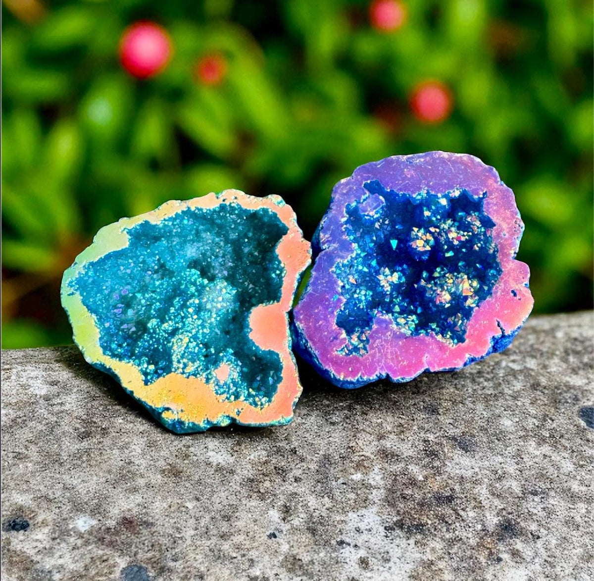 Aura Quartz Geode in a Gift Box, Mystery Rainbow Aura Crystal Decor, Spiritual Keepsake, Luna by Louise UK