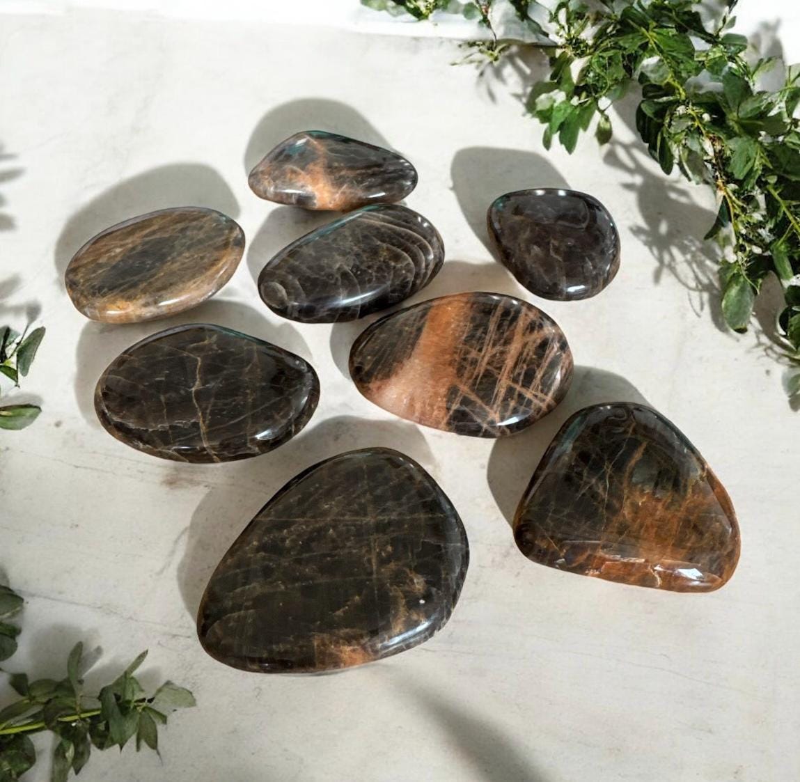 Black Moonstone Palm Stone: Lunar Energy Crystal