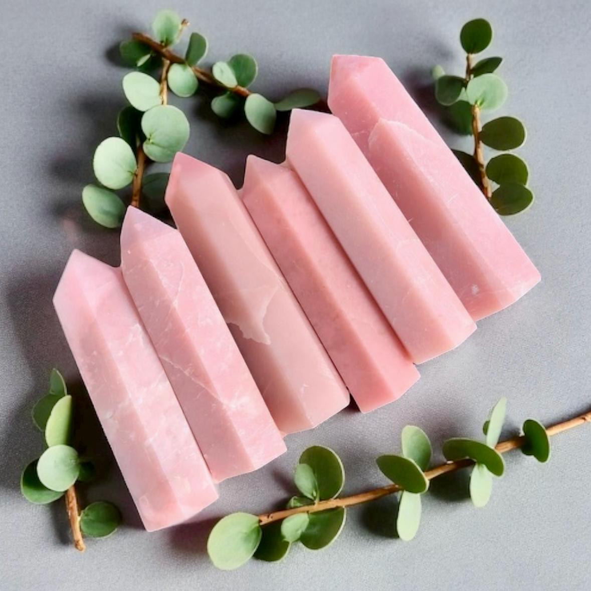 Pink Opal Crystal Tower: Healing Gemstone Obelisk