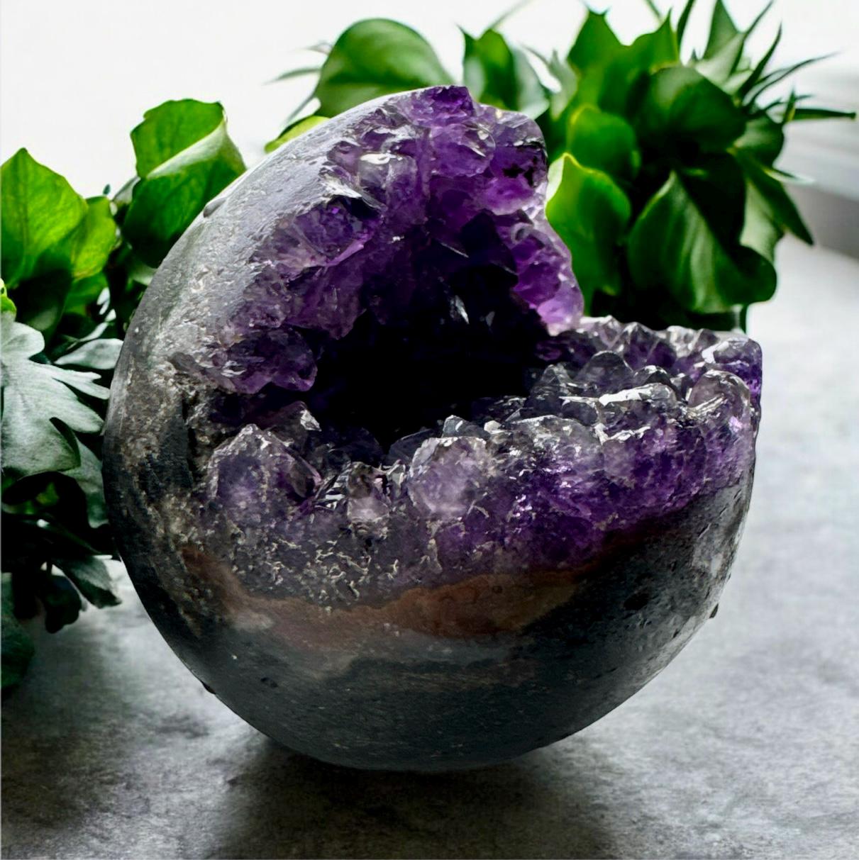 Dark Amethyst Crystal Cluster Sphere: Spiritual Protection, Luna by Louise