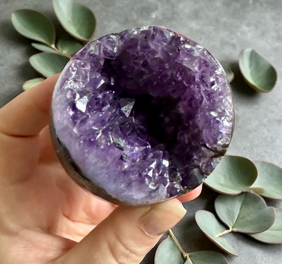 Dark Amethyst Crystal Cluster Sphere: Spiritual Protection, Luna by Louise