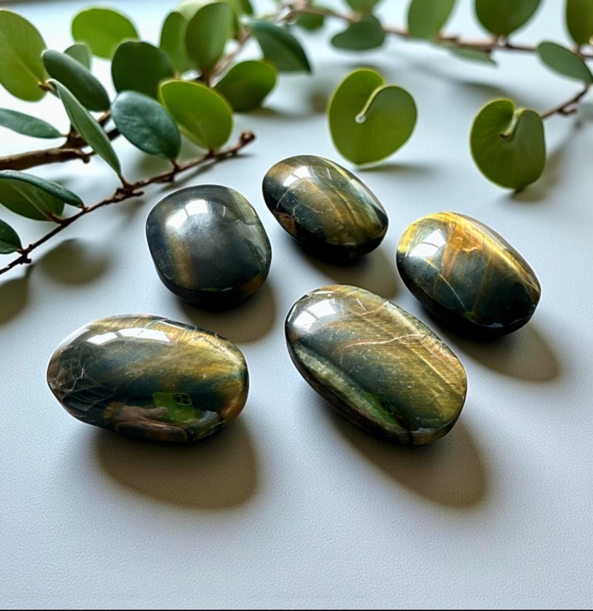 Blue Tiger's Eye Palm Stone - Strength & Protection | Luna by Louise Crystal Shop UK
