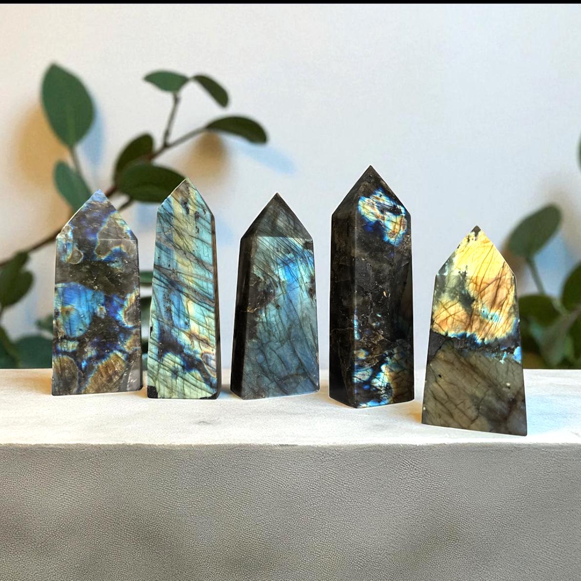 Mini Labradorite Super Flashy Obelisk Tower: Intuition Crystal - Luna by Louise