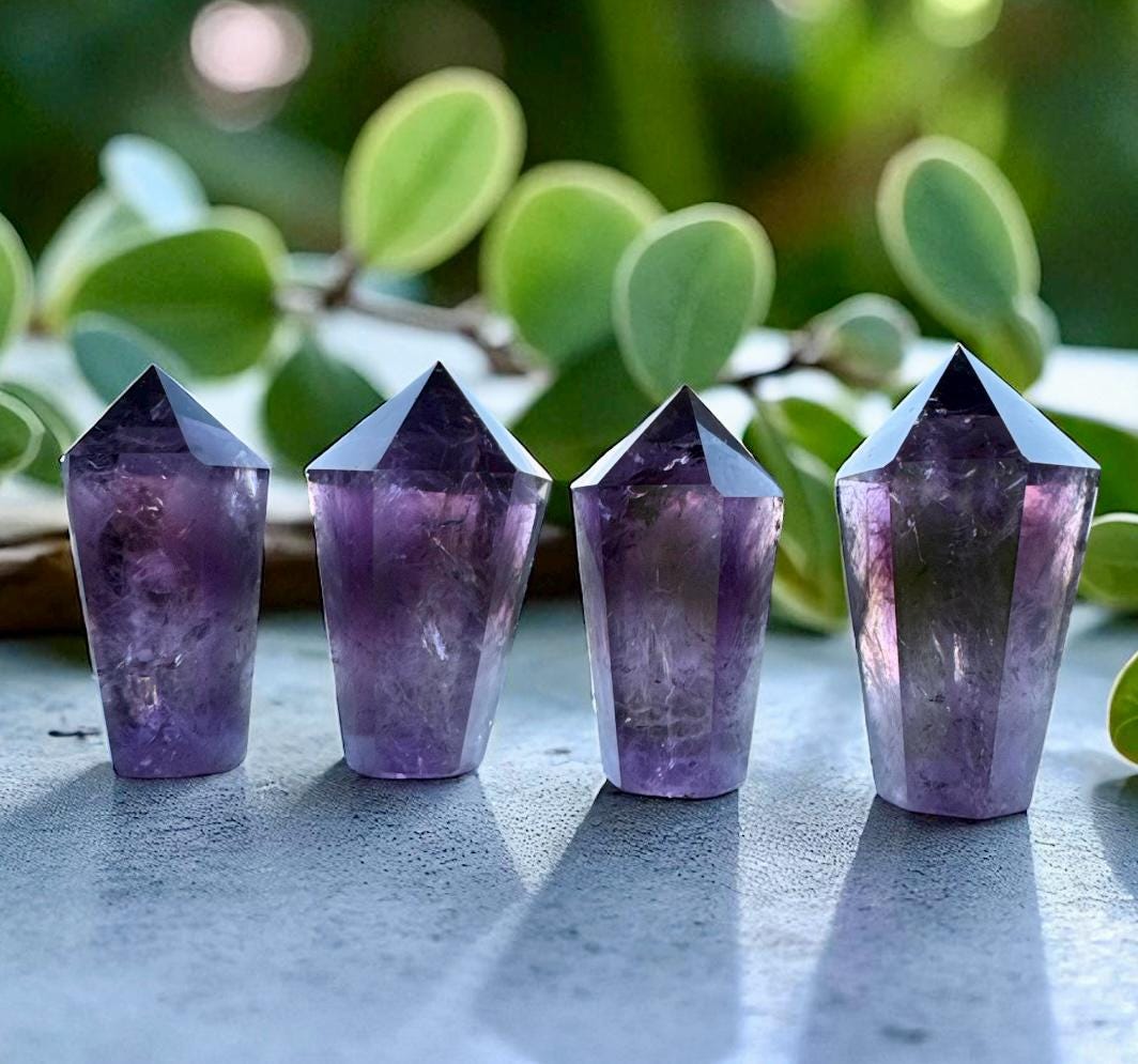 Bahia Amethyst Dragon Tooth Obelisk Tower. "2–3” Deep Purple, Spiritual Calm