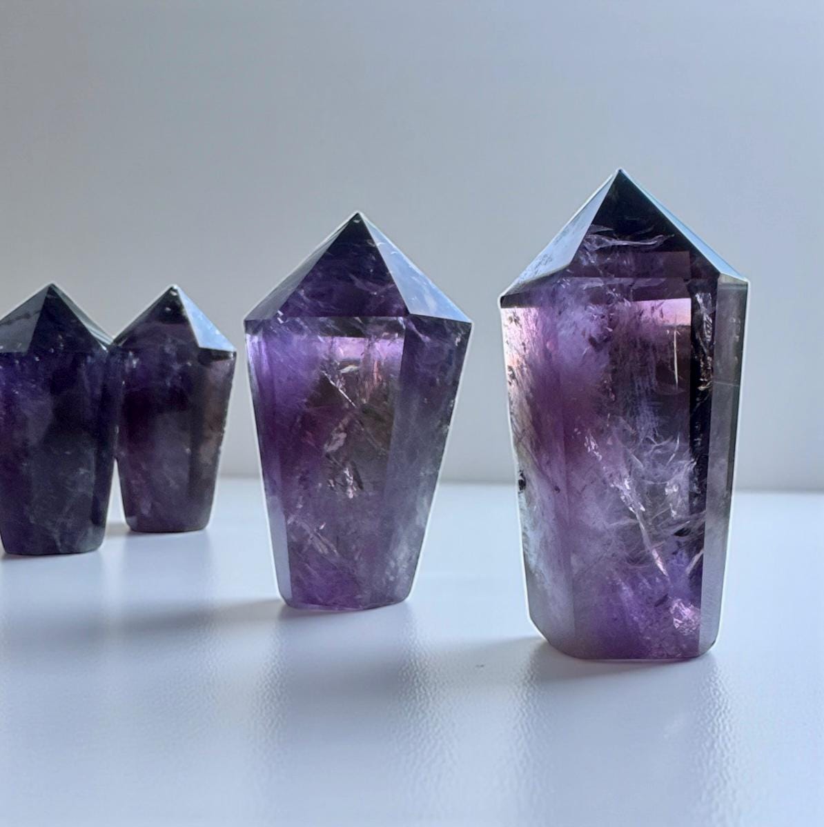 Bahia Amethyst Dragon Tooth Obelisk Tower. "3-4” Deep Purple, Spiritual Calm
