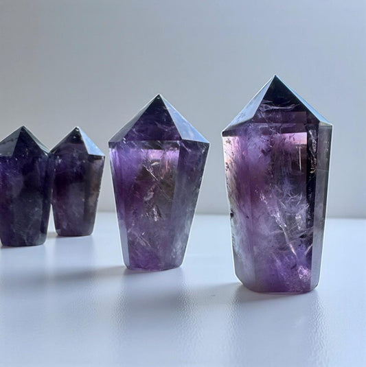 Bahia Amethyst Dragon Tooth Obelisk Tower. "2-3” Deep Purple, Spiritual Calm