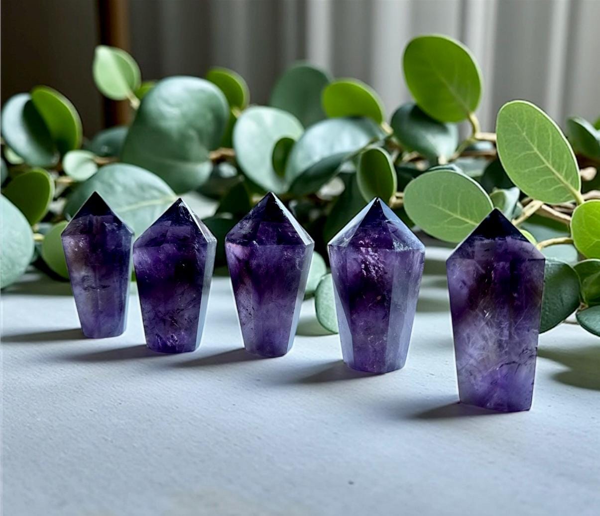 Bahia Amethyst Dragon Tooth Obelisk Tower. "3-4” Deep Purple, Spiritual Calm