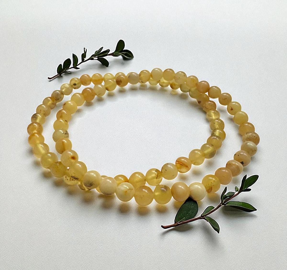 Polished Amber Crystal Bracelet: Calming Natural Stone, 7.5"