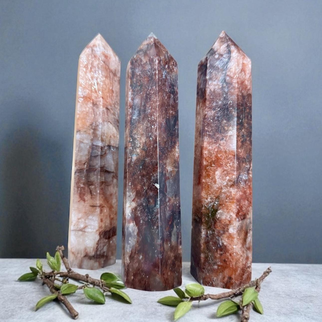 Fire Quartz Tower: Hematoid Crystal, Polished Standing Stone