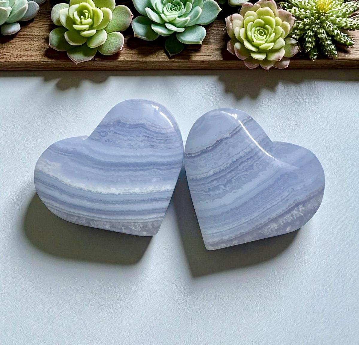 Blue Lace Agate Heart Carving – Calming Energy Stone, Luna by Louise, Crystal Shop UK