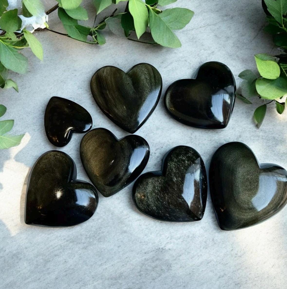 Obsidian Gold Sheen Crystal Heart. Luna by Louise, Crystal Shop UK