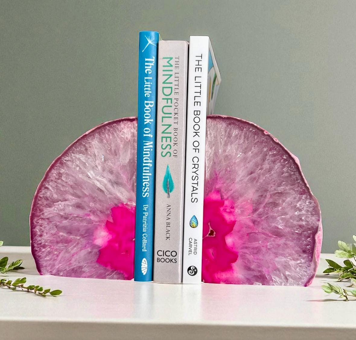 Pink Agate & Quartz Geode Bookends: Crystal Harmony Set