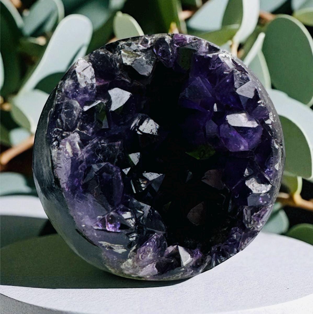 Dark Amethyst Crystal Cluster Sphere: Spiritual Protection, Luna by Louise