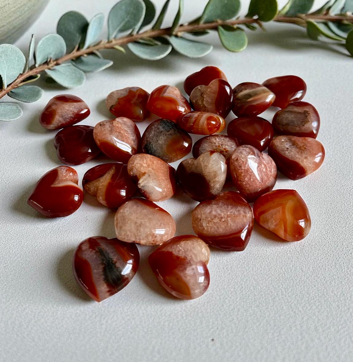 Carnelian Druzy "1" Crystal Heart: Energizing Gemstone