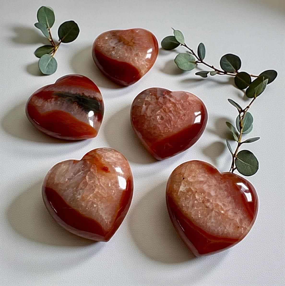 Carnelian Druzy "1" Crystal Heart: Energizing Gemstone
