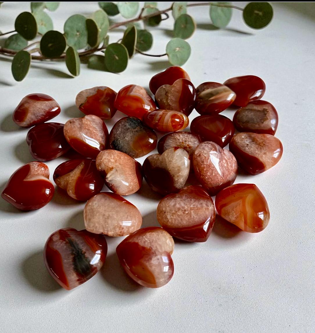 Carnelian Druzy "1" Crystal Heart: Energizing Gemstone