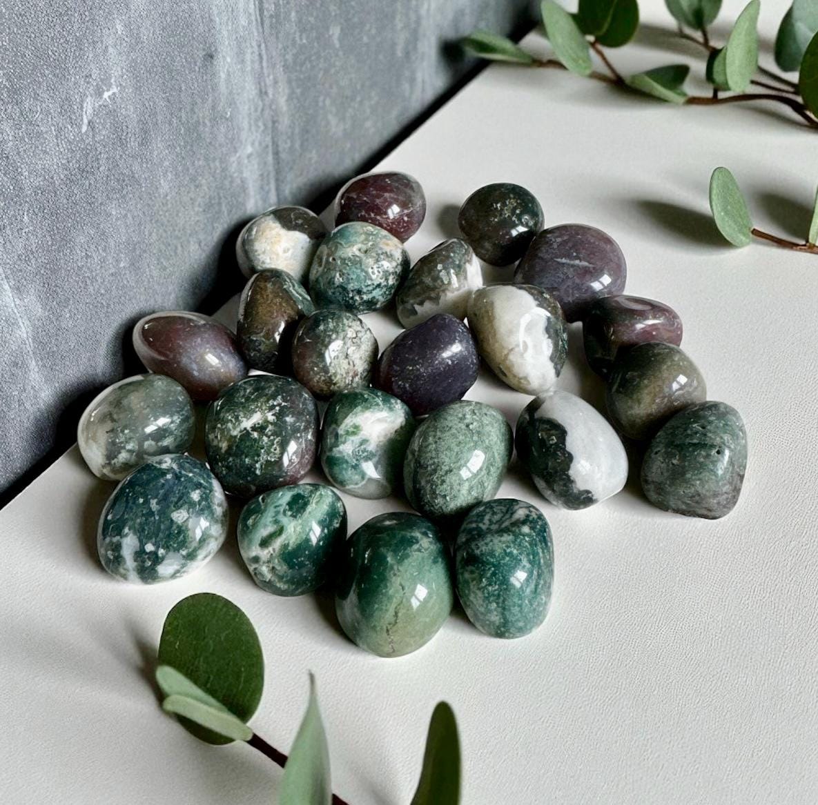 Moss Agate Spherical Tumble Stone | Nurturing Earth Energy in Every Stone