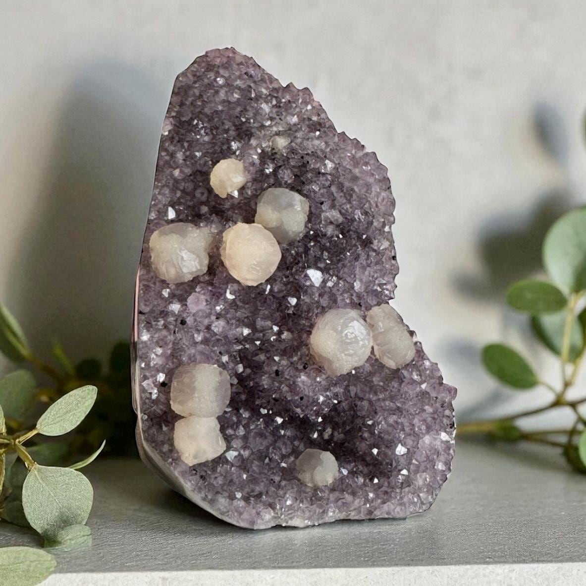 Amethyst Standing Cluster with Cristobalite Inclusions – Unique Natural Crystal for Home & Healing