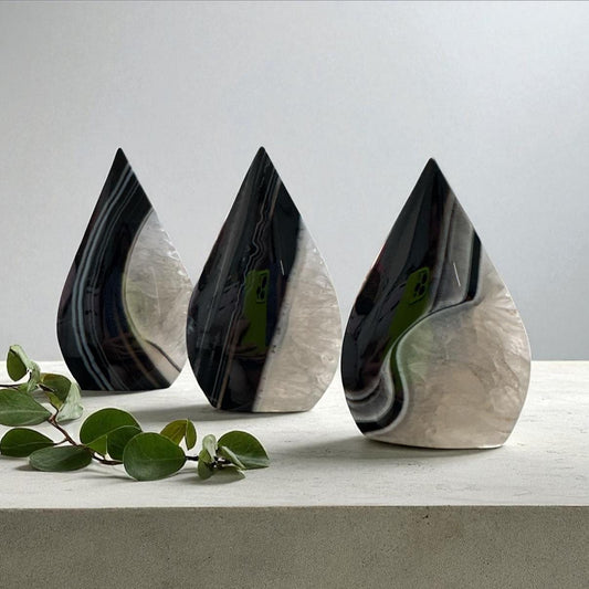 Black Onyx Crystal Flame – Protective Free Form Carving – Luna by Louise, Crystal Shop UK