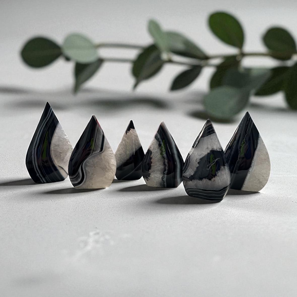 Black Onyx Crystal Flame – Protective Free Form Carving – Luna by Louise, Crystal Shop UK