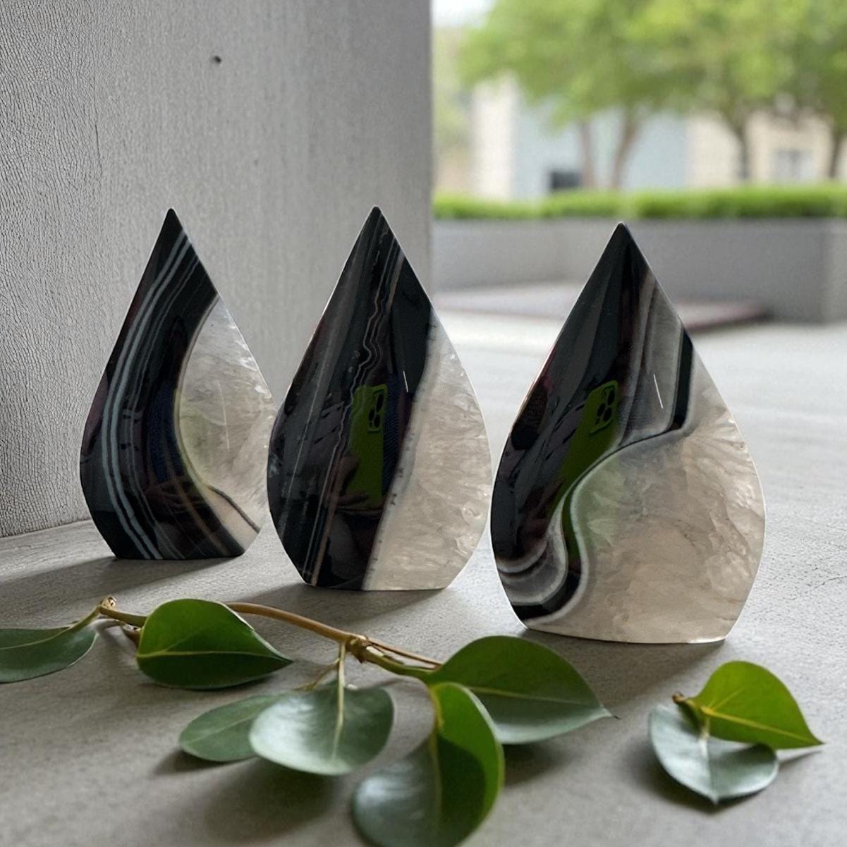 Black Onyx Crystal Flame – Protective Free Form Carving – Luna by Louise, Crystal Shop UK