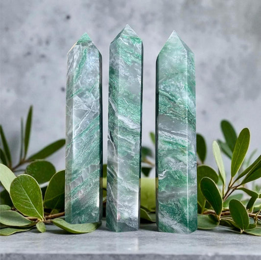 Large Moss Agate Tower: Polished Crystal Obelisk for Growth & Balance