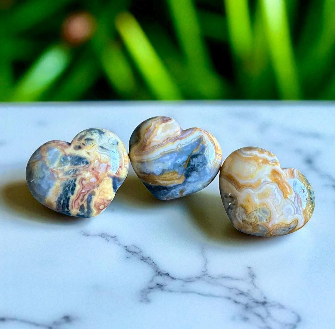 Crazy Lace Agate Heart 40mm – Polished Crystal for Joy, Positivity & Emotional Balance | Agate Healing Stone Gift