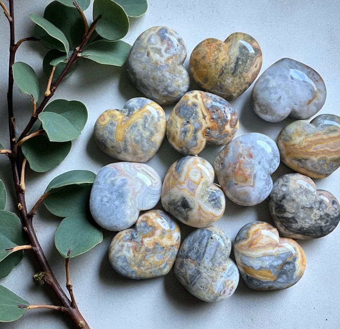 Crazy Lace Agate Heart 40mm – Polished Crystal for Joy, Positivity & Emotional Balance | Agate Healing Stone Gift