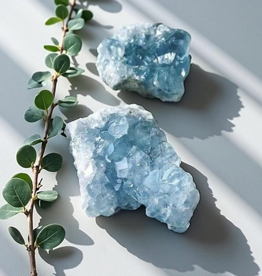 Celestite Clusters ( Medium ) Luna by Louise, Crystal Shop UK | Calming Celestial Crystal for Serenity