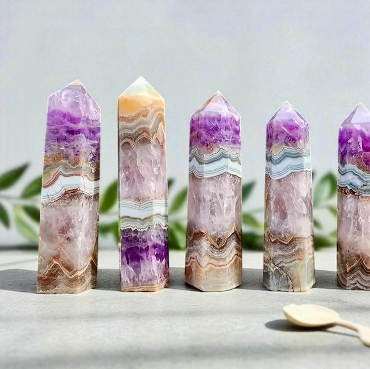 Amethyst & Lace Agate Crystal Tower: Banded Statement Piece