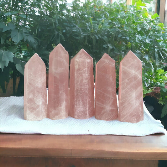 Rose Quartz Crystal Tower: Love and Compassion Healing Stone
