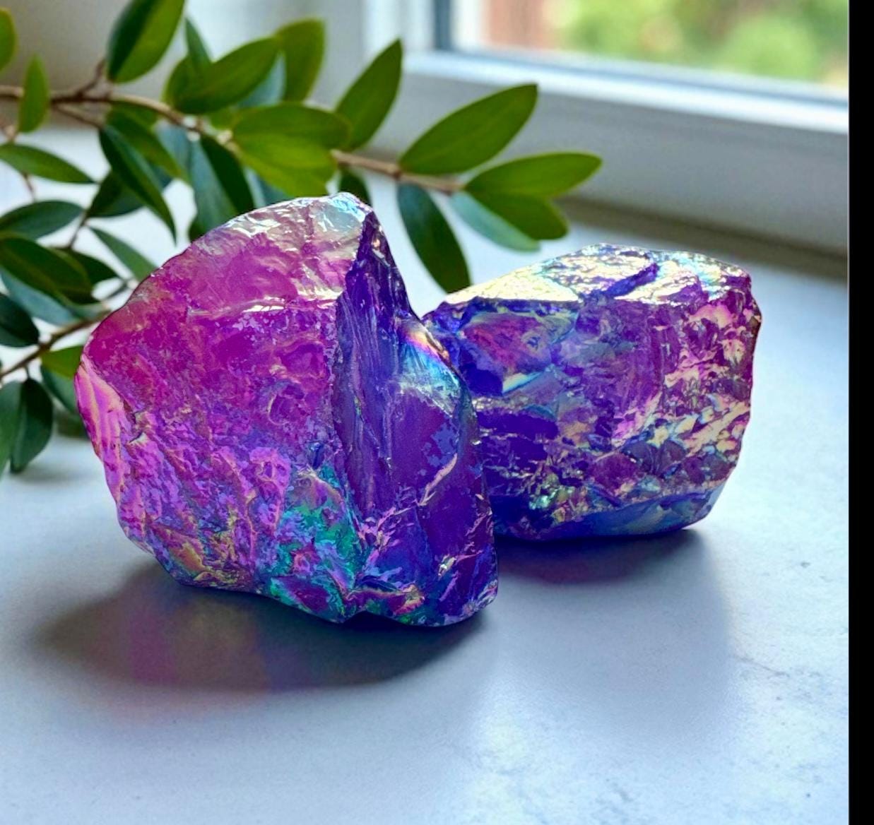 Purple Aura Quartz Crystal: Iridescent Healing Stone