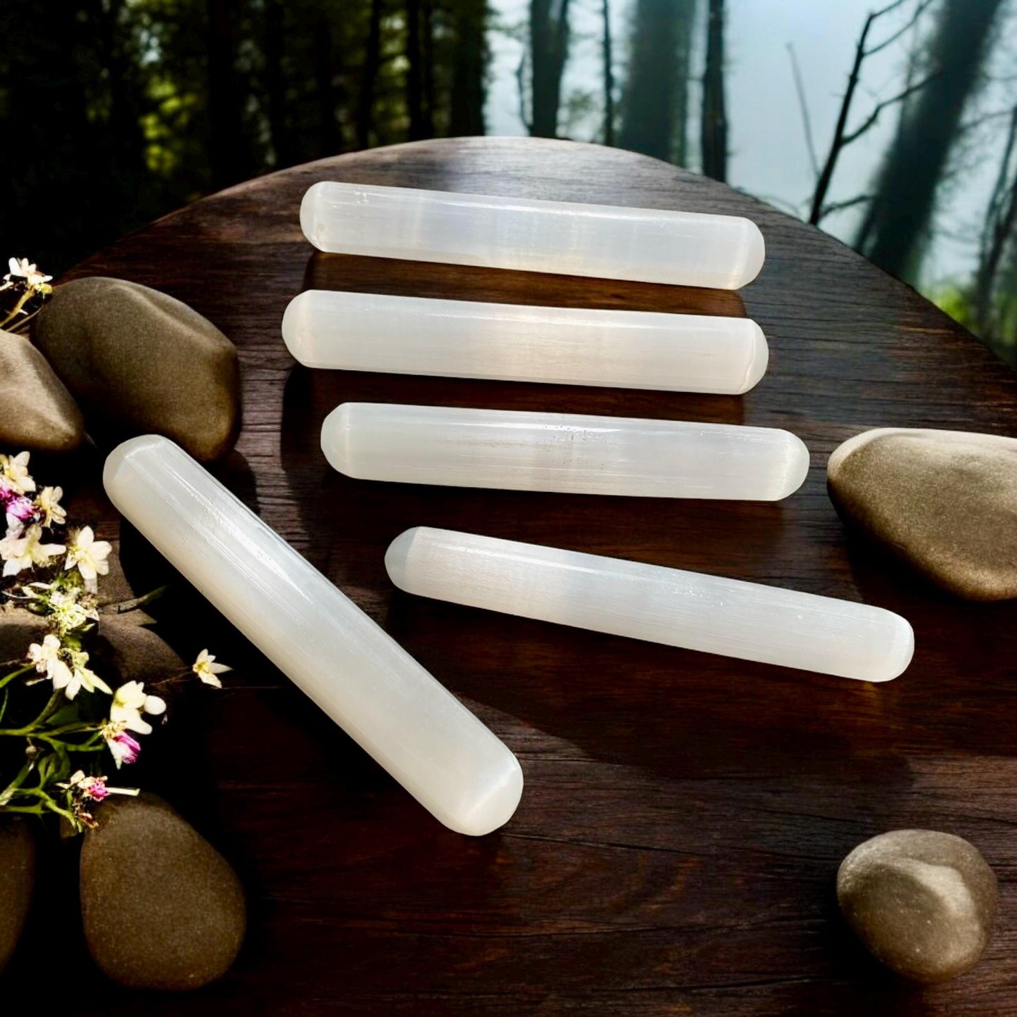 Selenite Crystal Wand: Spar Stone for Clearing & Charging. 15cm approx