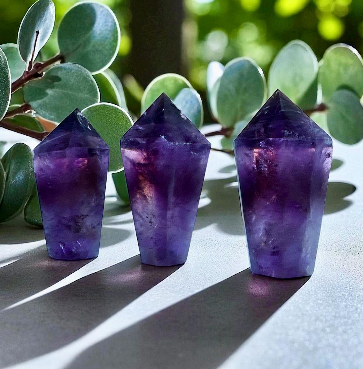 Bahia Amethyst Dragon Tooth Obelisk Tower. "2–3” Deep Purple, Spiritual Calm